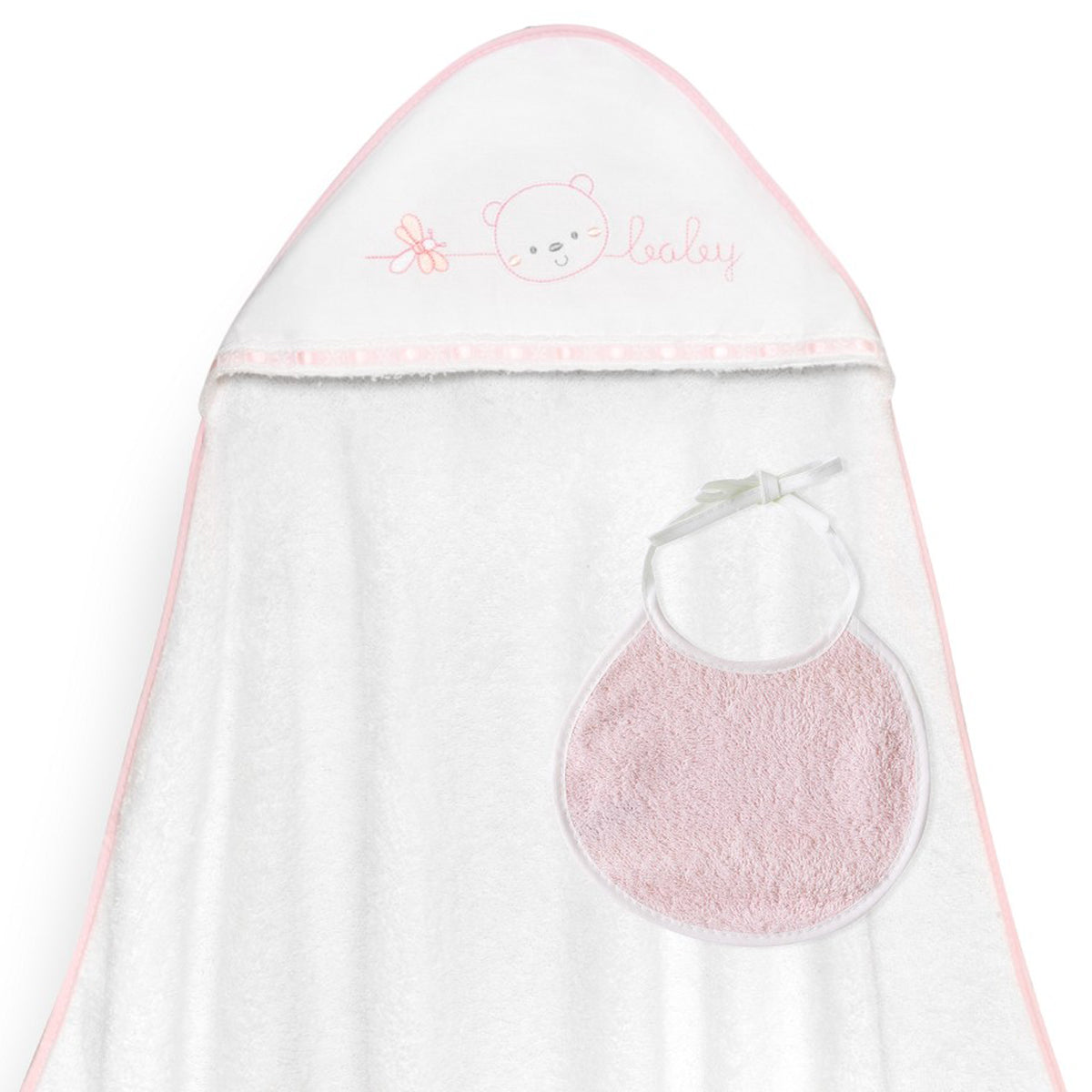 Capa de Baño Osito + Babero Rosa