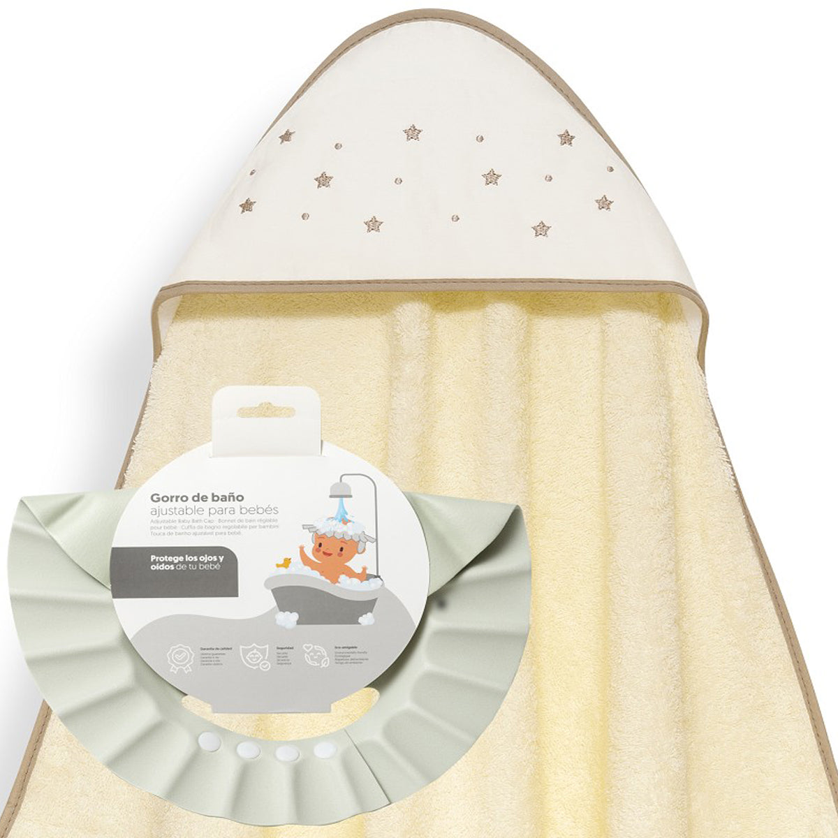 Capa de Baño Estrellas Beige + Gorro de Baño