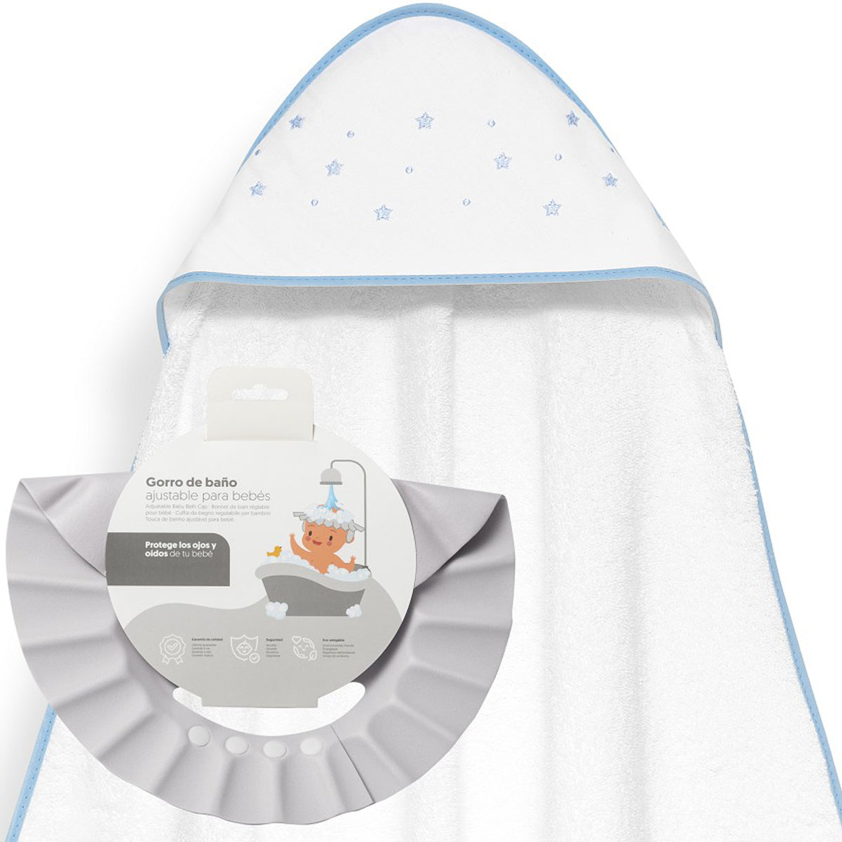 Capa de Baño Estrellas Azul + Gorro de Baño