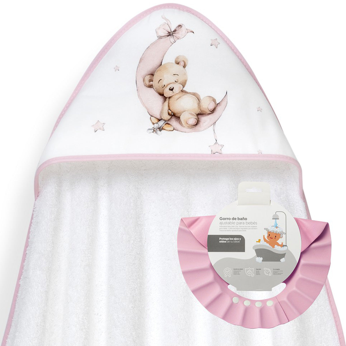 Capa de Baño oso/luna + Gorro de Baño