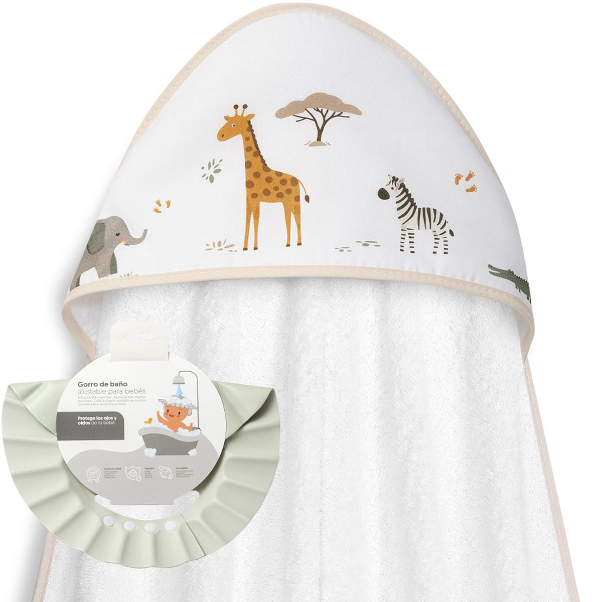 Capa de baño + gorro de baño Jirafa savanna