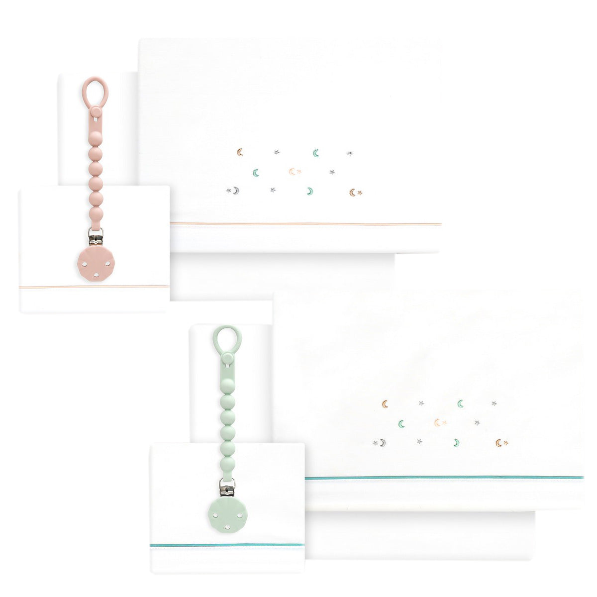 Set triptico cuna + chupetero Estrella/Luna 2 colores disponibles