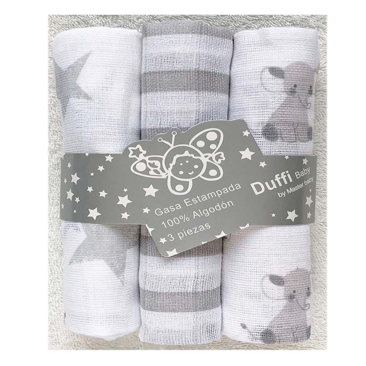 Pack 3 Gasas Estampadas, color a elegir