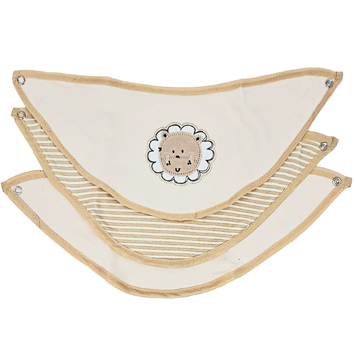 Pack 3 baberos bandana beige león