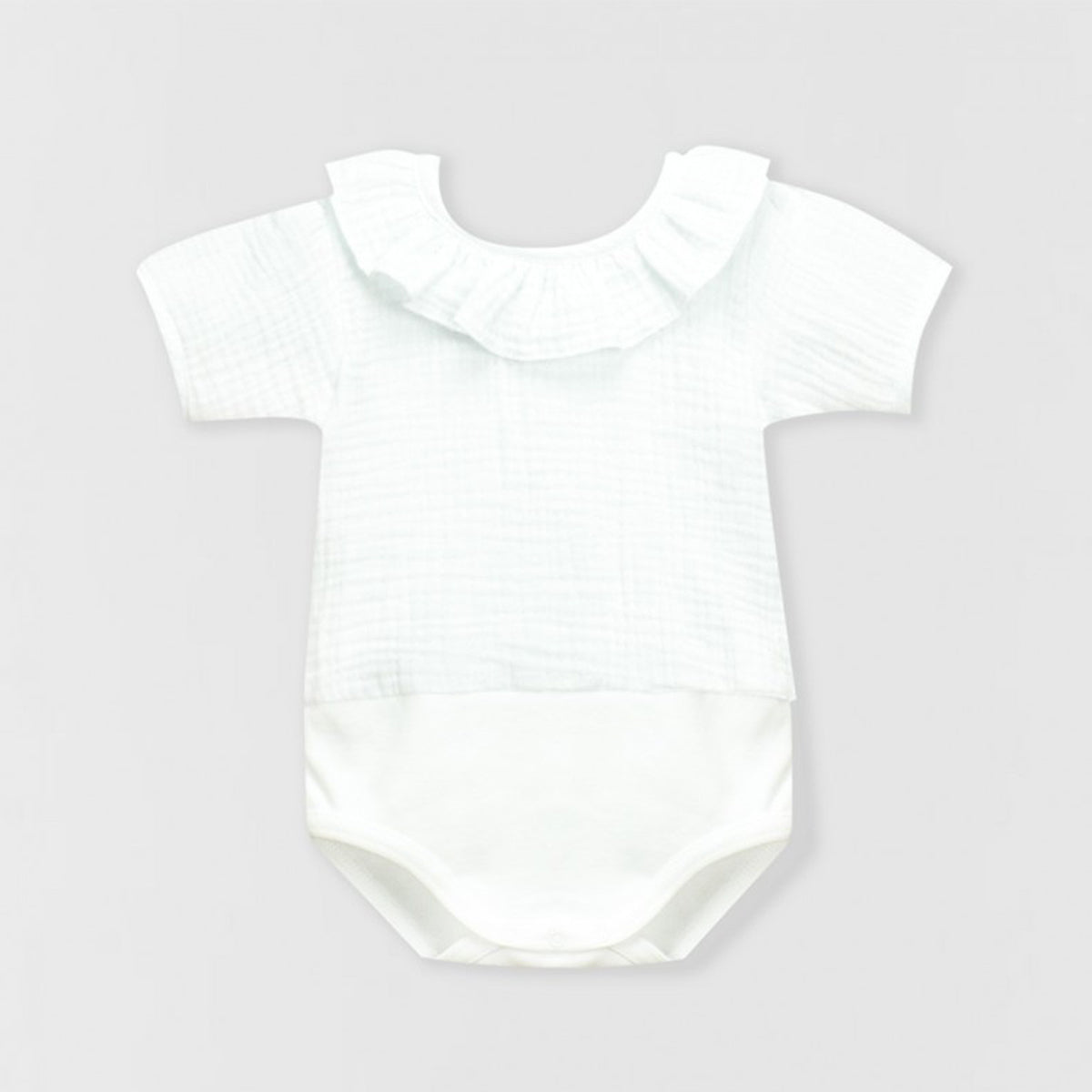 Body bambula blanco manga corta  (0 a 36 meses)
