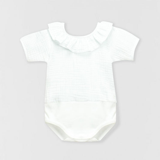 Body bambula blanco manga corta  (0 a 36 meses)
