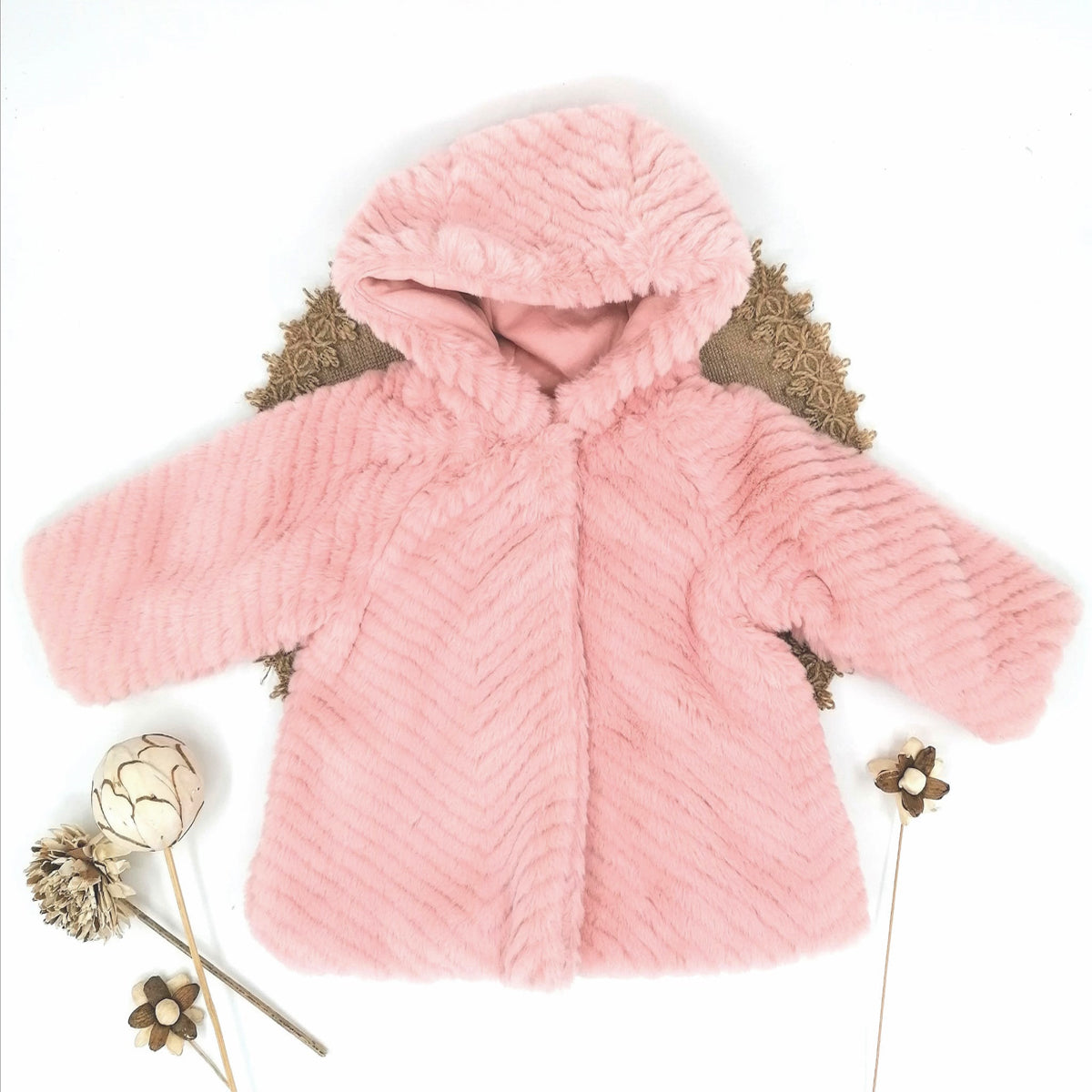 Abrigo de pelo rosa palo (4 a 6 años)