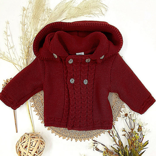 Abrigo de lana doble granate (3 a 36 meses)