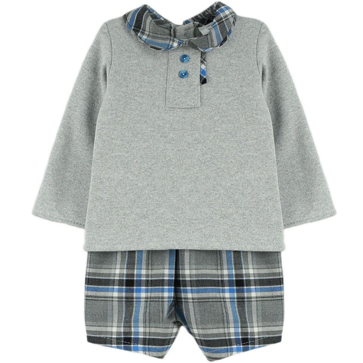 Conjunto 2 piezas gris cuadritos ( 6 a 36 meses)
