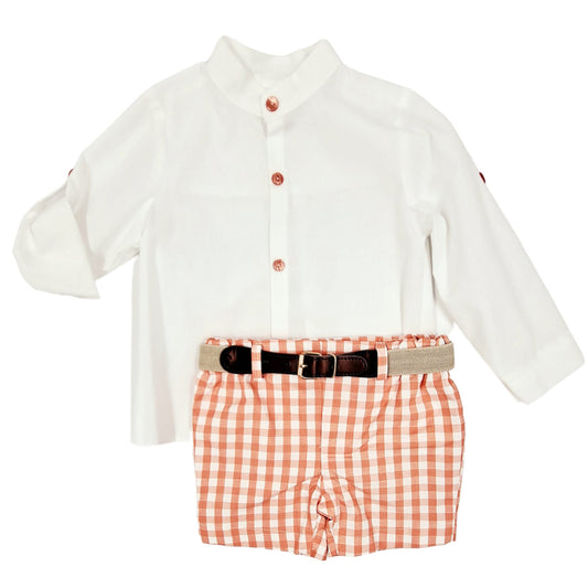 Conjunto a cuadros naranja (2 a 6 años)