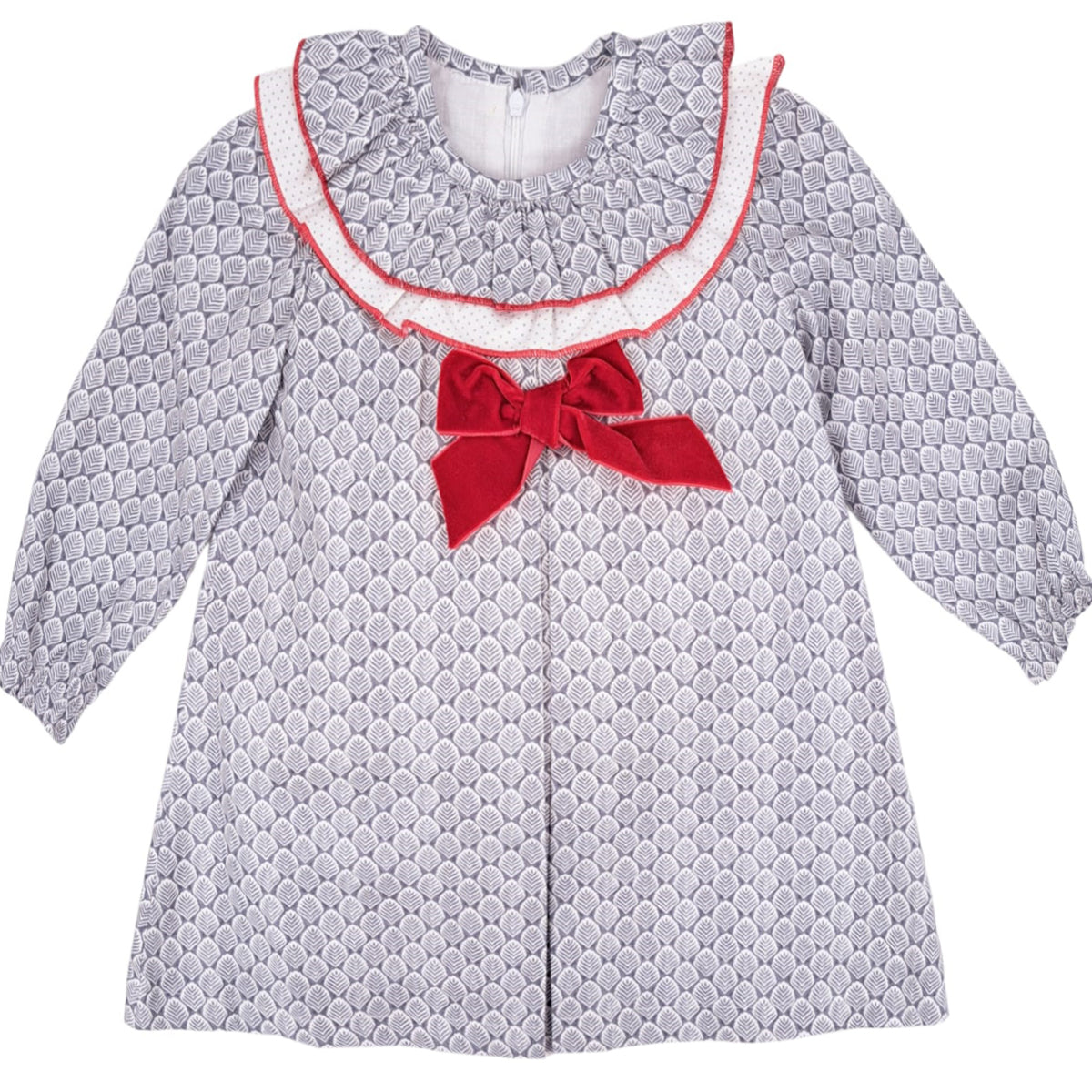 Vestido Infantil Niña Hojas Gris (3 a 12 años)