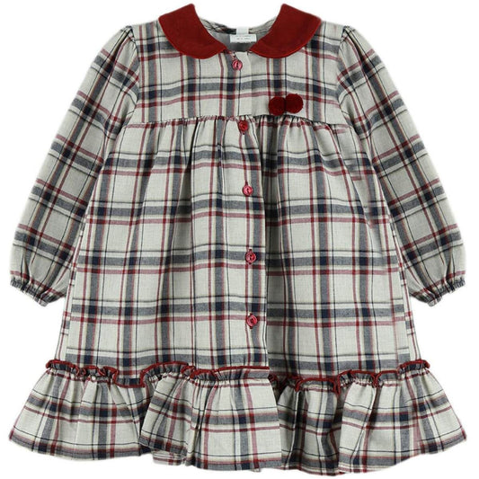 Vestido granate a cuadritos (3 a 8 años)