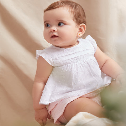 Conjunto de 2 piezas blanco/rosa (1 a 18 meses)