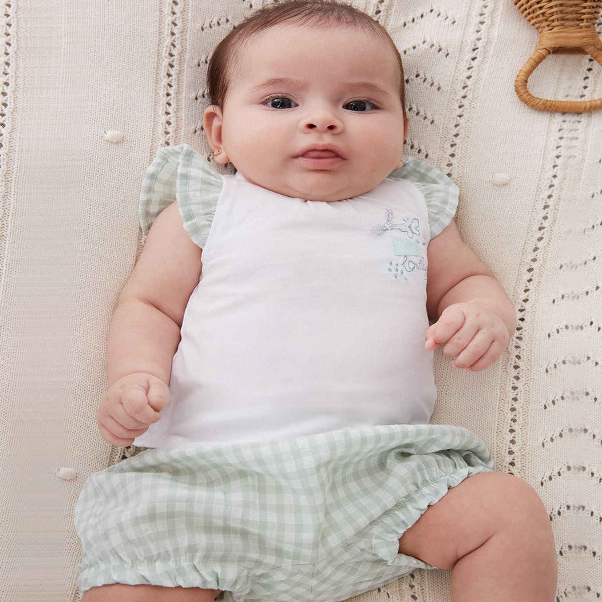 Conjunto de 2 piezas blanco/verde (1 a 18 meses)