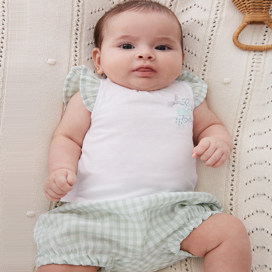 Conjunto de 2 piezas blanco/verde (1 a 18 meses)