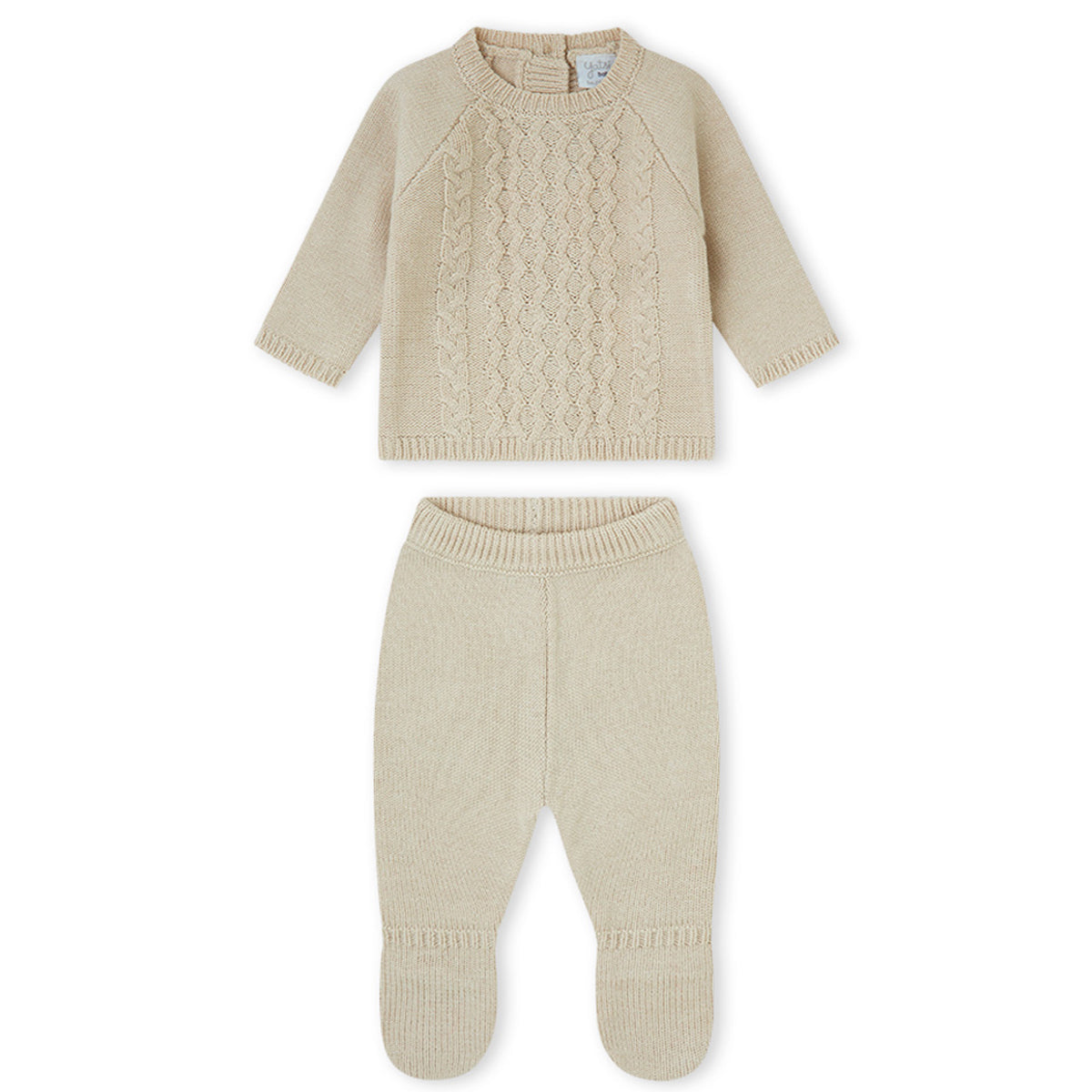 Conjunto de punto beige (0 a 6 meses)