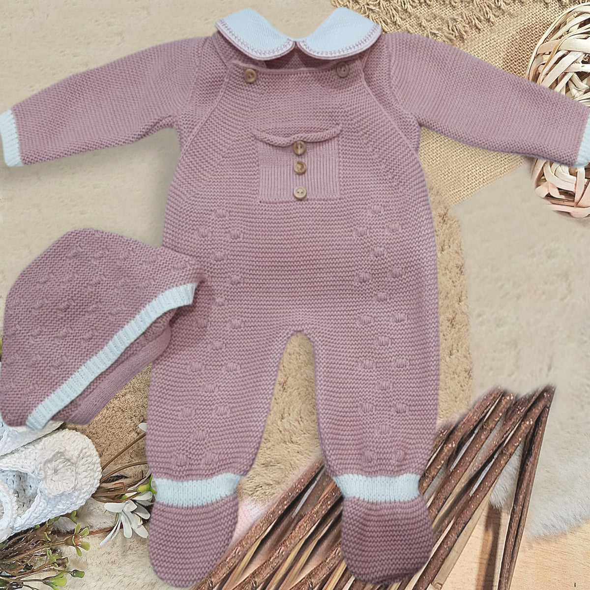 Conjunto rosa palo (0 a 6 meses)