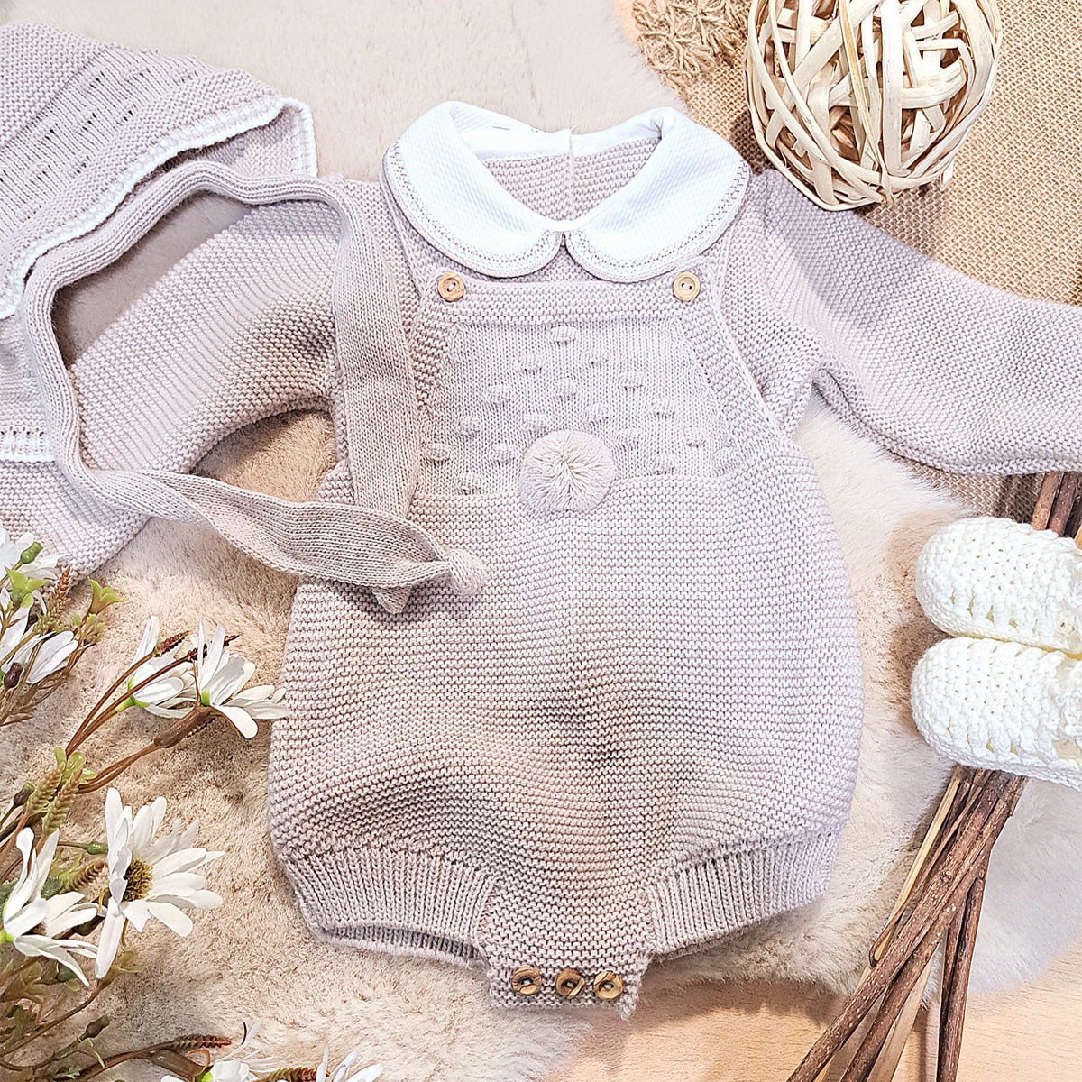 Conjunto 3 piezas tierra (0 a 6 meses)