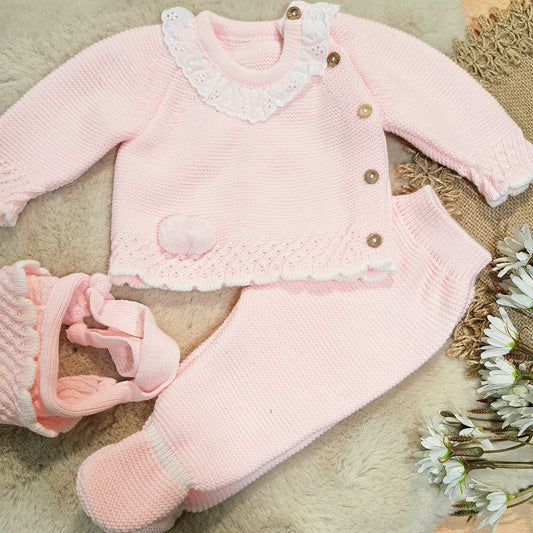 Conjunto 3 piezas rosa (0 a 6 meses)