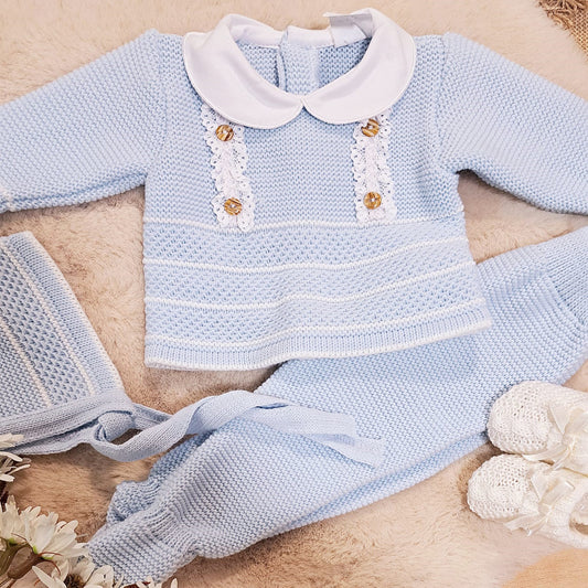 Conjunto 3 piezas celeste (0 a 6 meses)