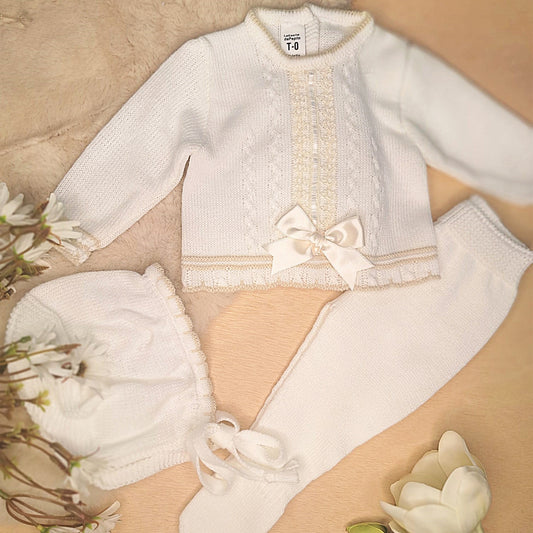 Conjunto de 3 piezas de punto crudo (0 a 3 meses)