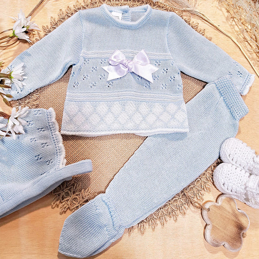 Conjunto 3 piezas de perle celeste (0 a 3 meses)