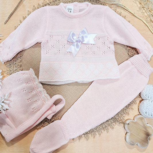 Conjunto 3 piezas de perle rosa (0 a 3 meses)