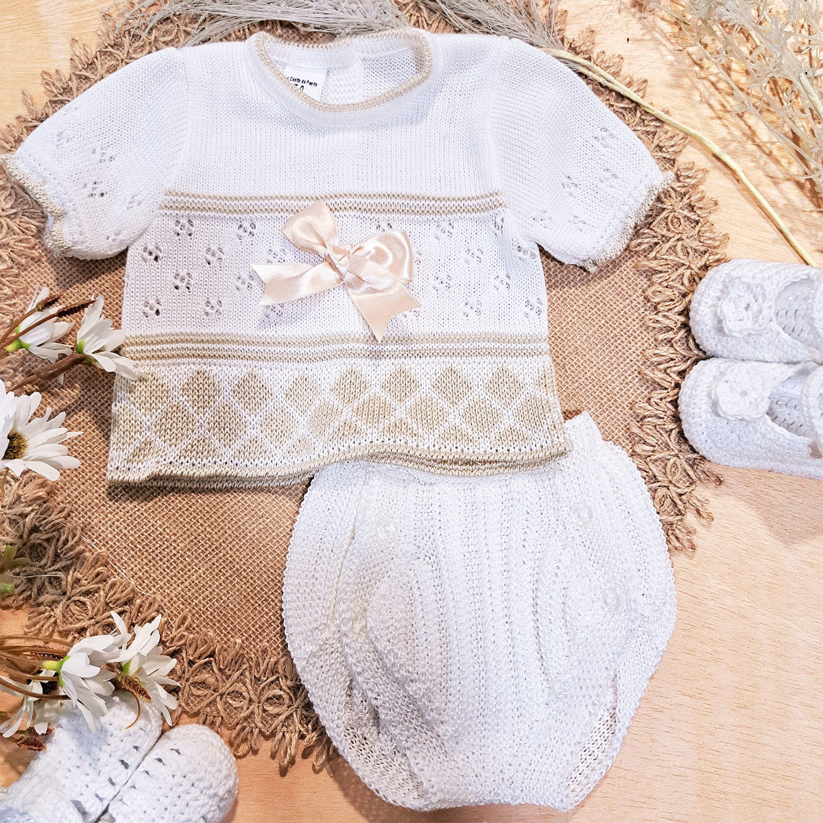 Conjunto perle crudo (0 a 3 meses)