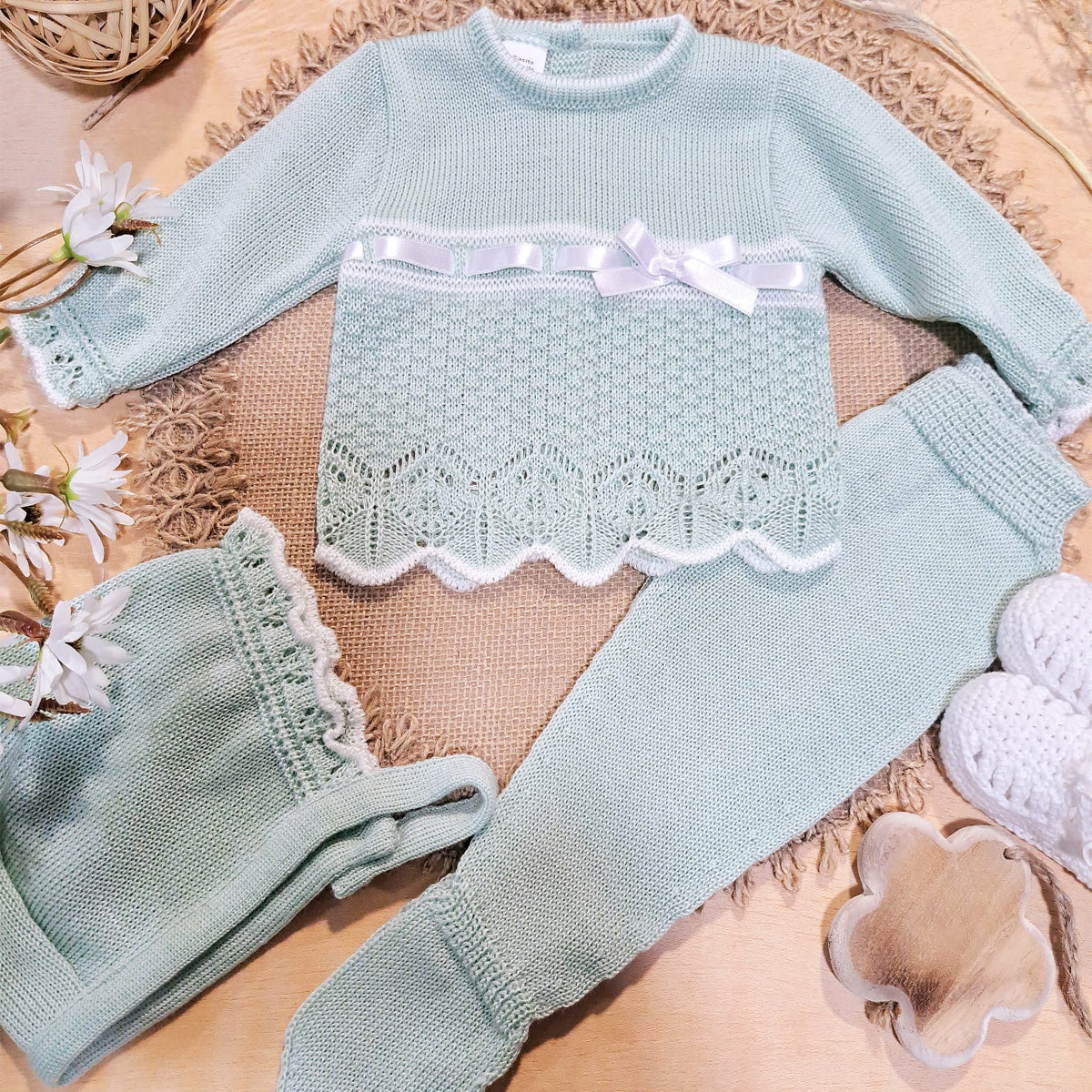 Conjunto 3 piezas verde (0 a 3 meses)