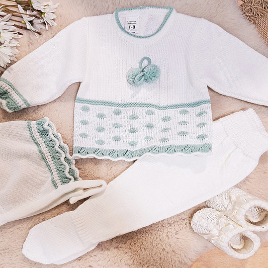 Conjunto 3 piezas blanco/verde (0 a 3 meses)