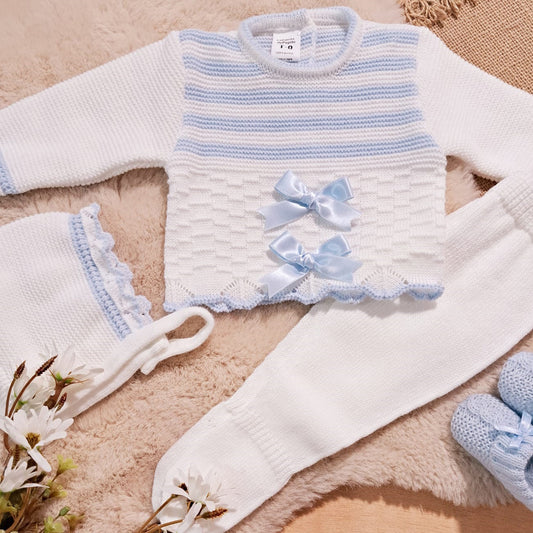 Conjunto 3 piezas blanco/celeste(0 a 3 meses)