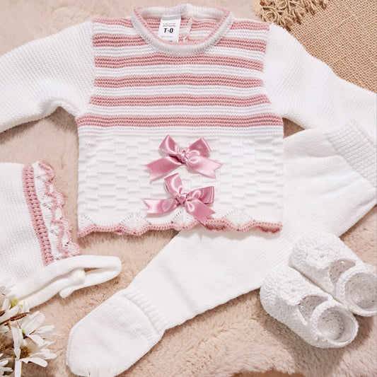 Conjunto 3 piezas blanco/maquillaje (0 a 3 meses)