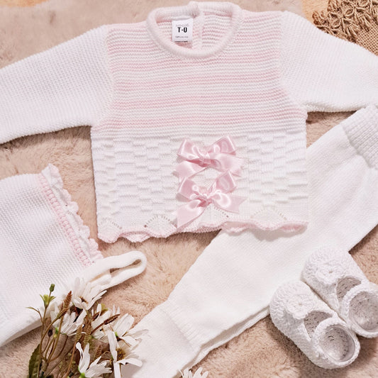Conjunto 3 piezas blanco/rosa (0 a 3 meses)