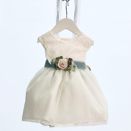 Vestido Cristianar Crudo/Verde (3 a 36 meses)