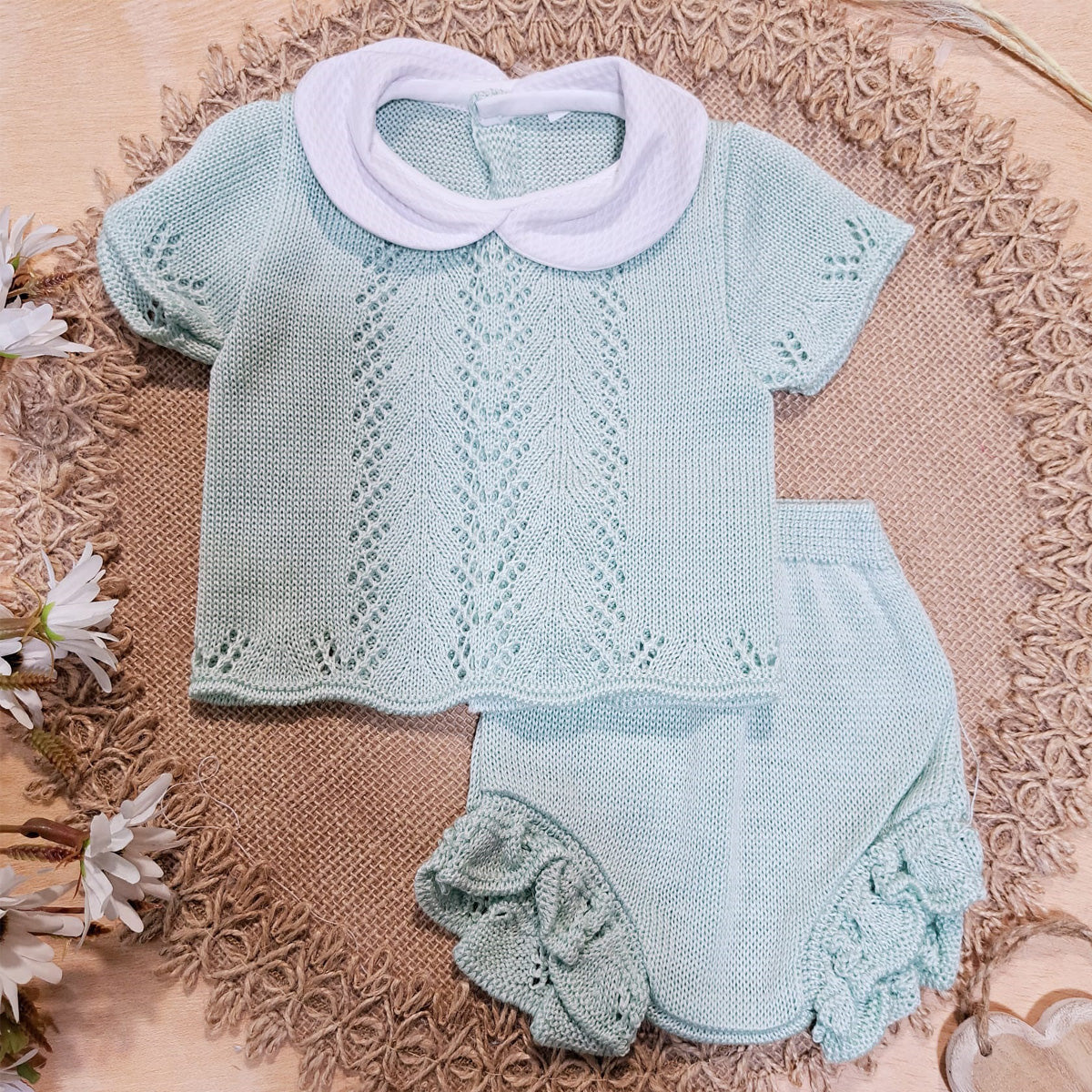 Conjunto perlé verde (0 a 6 meses)