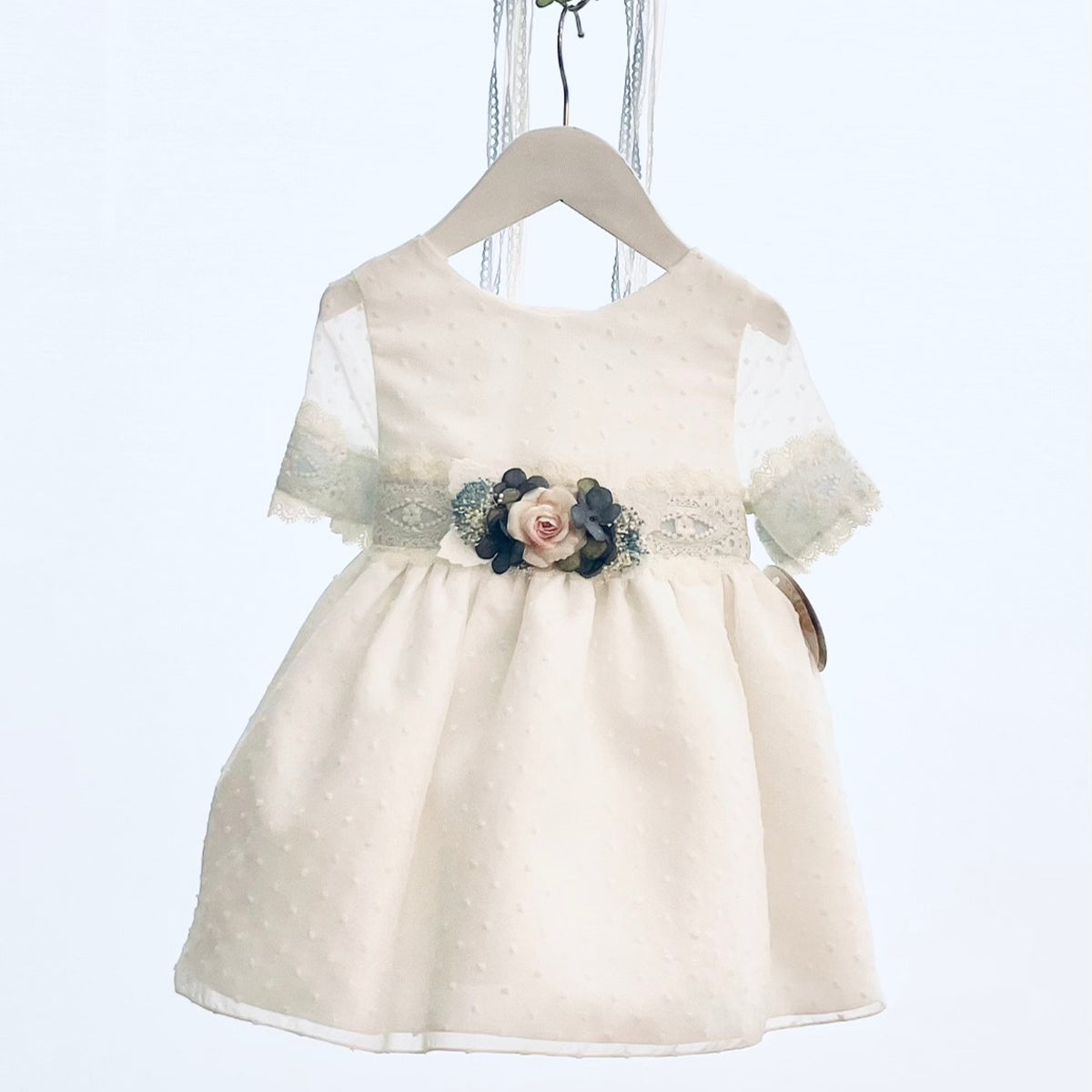 Vestido Crudo/Azul (4 a 8 años)