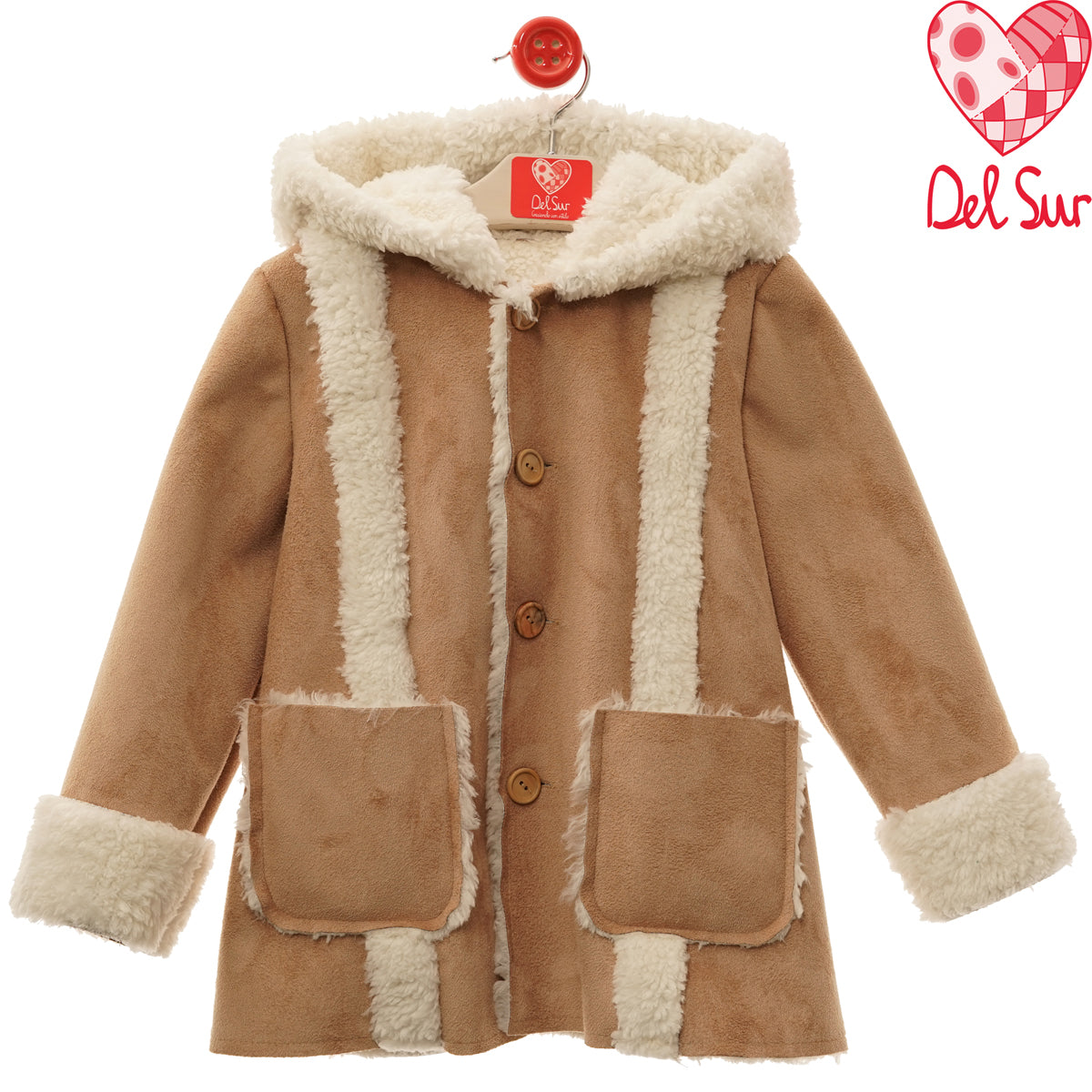 Trenca de paño con borrego en camel (3 a 6 años)