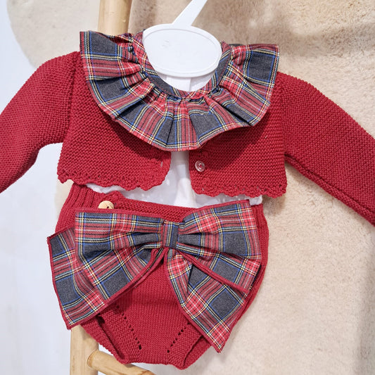 Conjunto Para Bebé Granate Cuadros (0 - 12 meses)