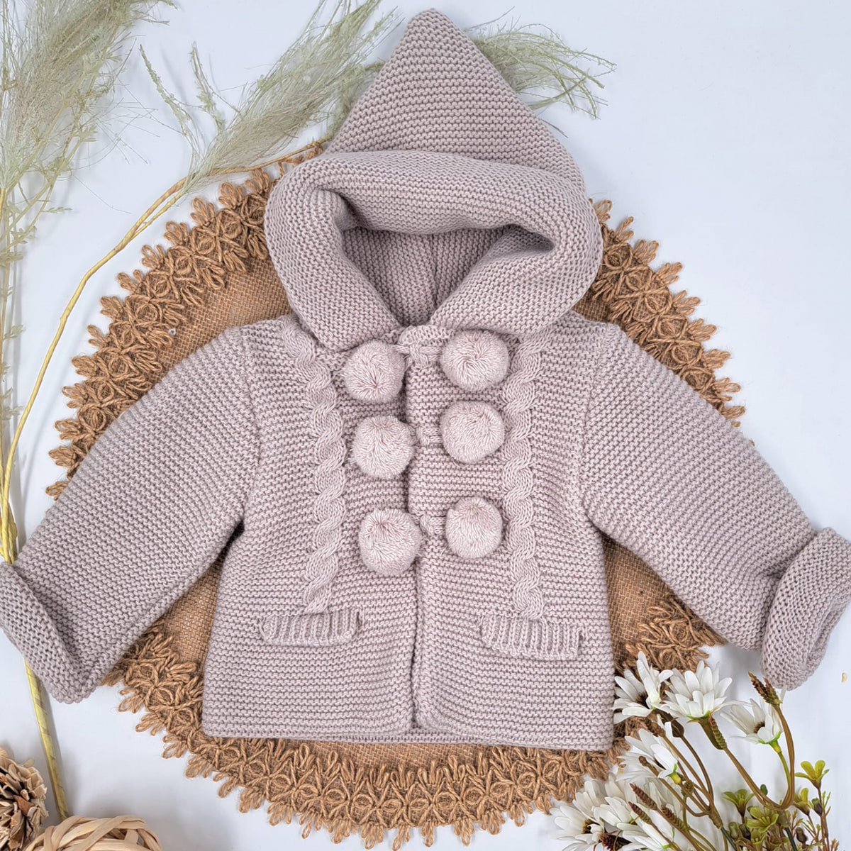 Abrigo de lana piedra(3 a 36 meses)