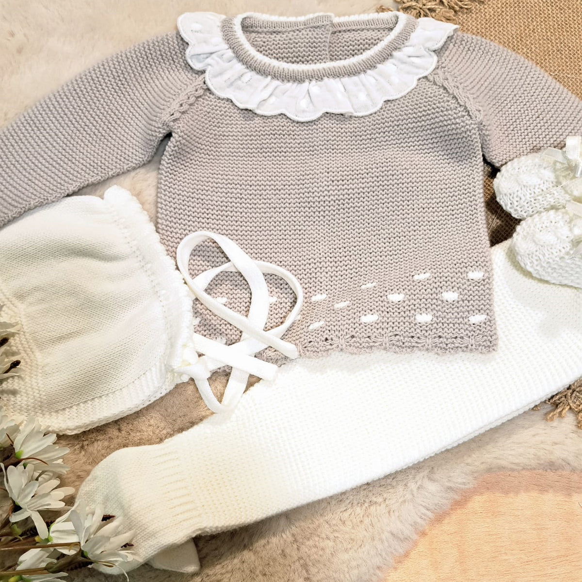 Conjunto 3 piezas angora (0 a 6 meses)