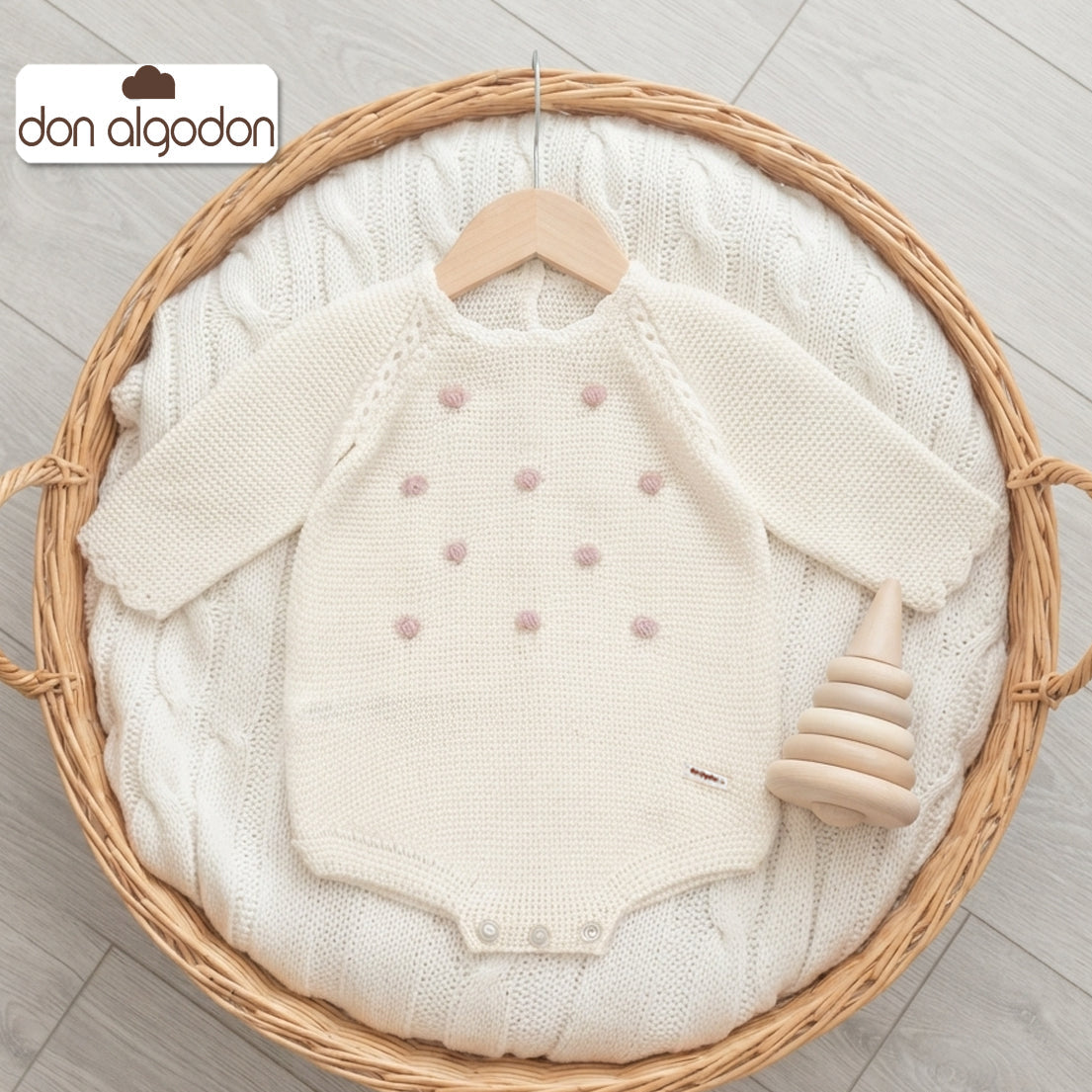 Rana de lana crudo/maquillaje (0 a 6 meses)