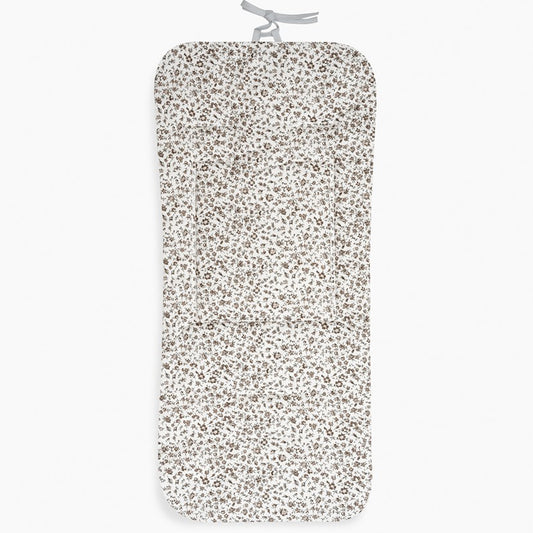 Colchoneta reversible de cuadros y flores gris