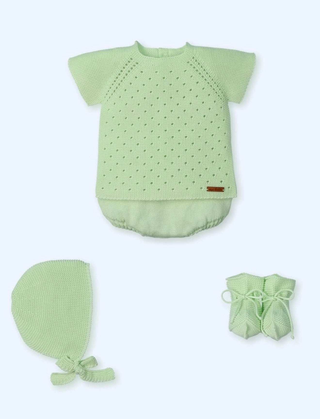 Conjunto 4 piezas de punto lima (0 a 3 meses)
