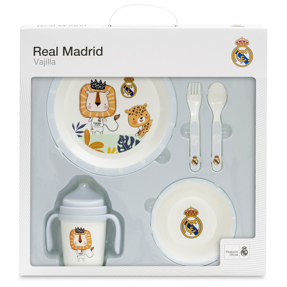 Set vajilla azul de 5 piezas del Real Madrid