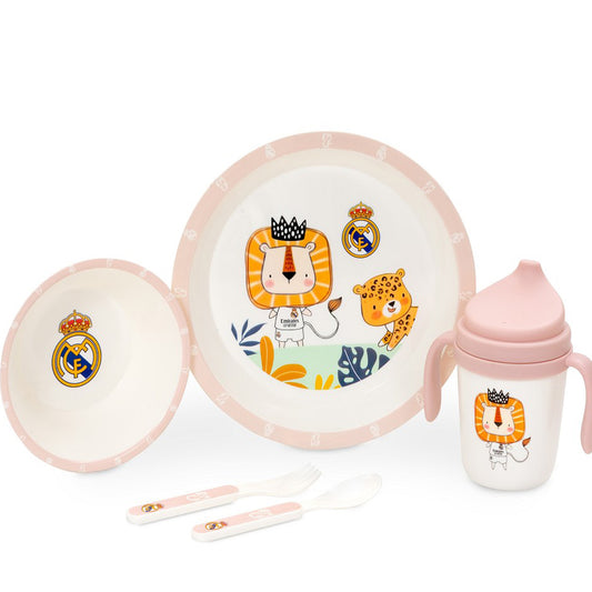 Set vajilla rosa de 5 piezas del Real Madrid