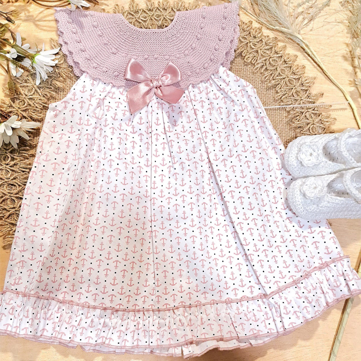 Vestido tela/punto (3 a 12 meses)