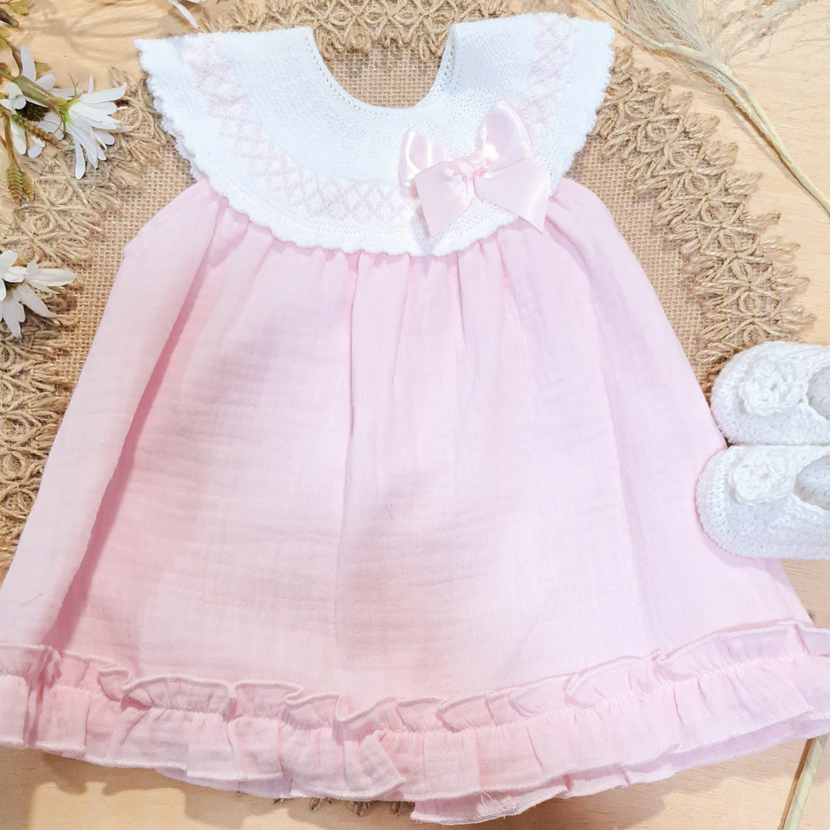 Vestido tela/punto (0 a 12 meses)