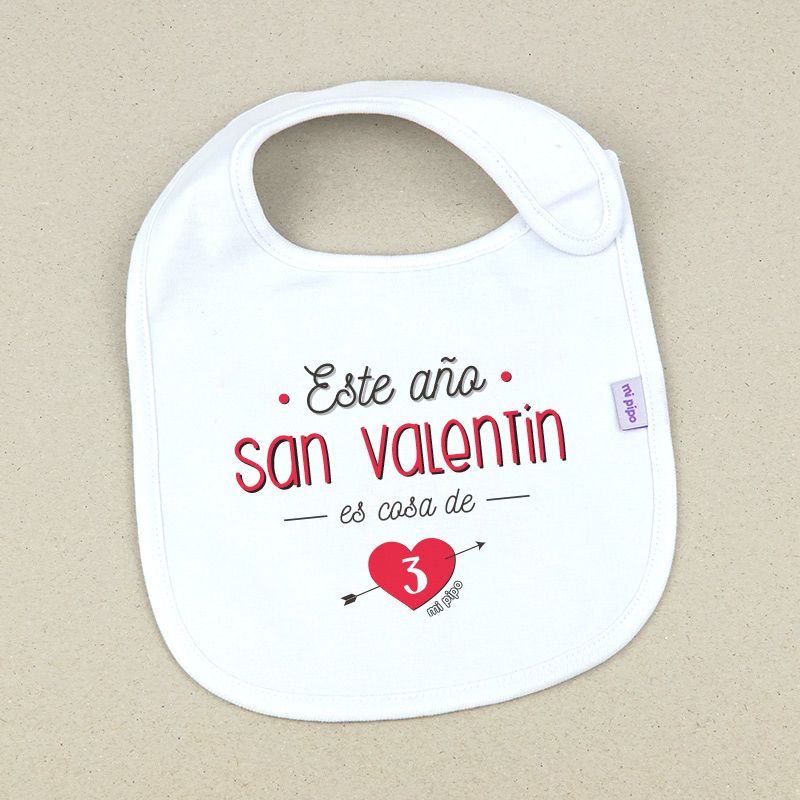 Babero Divertido Este año San Valentín es cosa de 3
