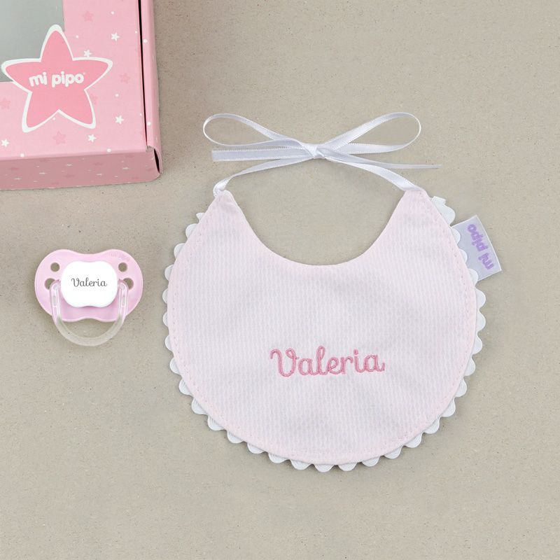 Cajita Baby Babero Rosa Personalizada
