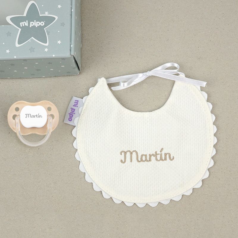 Cajita Baby Babero Beige Personalizada